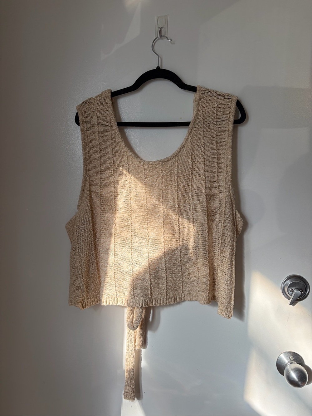 American Eagle Outfitters Beige Knit Tie-Back Tank